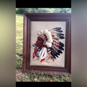 Vintage Native American Chief Embroidery Art